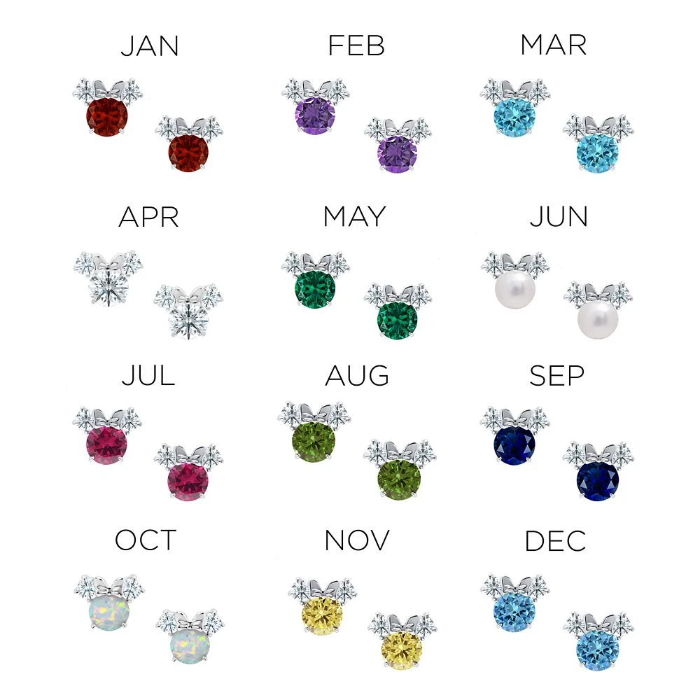Disney Minnie Mouse Birthstone Earrings By CRISLU – Platinum 2 Disney Minnie Mouse Birthstone Earrings By CRISLU – Platinum - Image 2