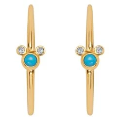 Disney Mickey Mouse Icon Turquoise Hoop Earrings By CRISLU